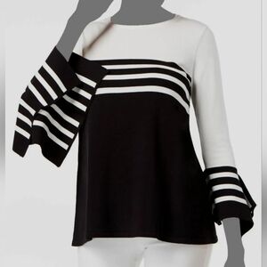Alfani Black & White A-Line Bell-Sleeve Sweater in Size S